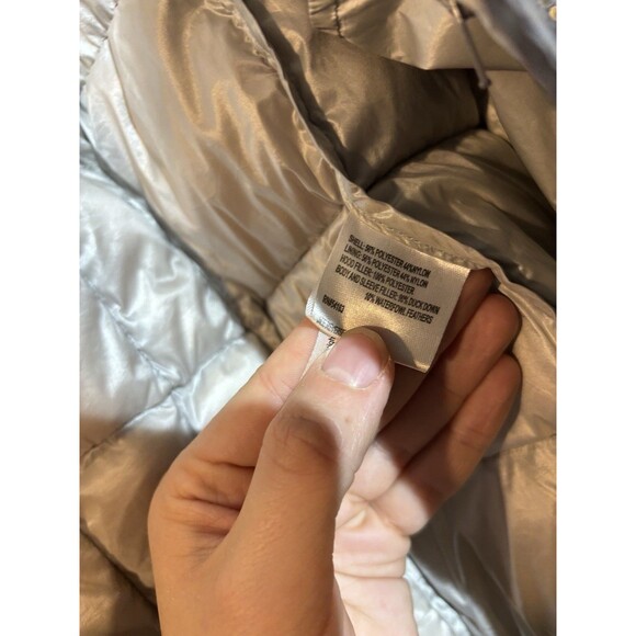 Calvin Klein Premium Down Packable Quilted Hooded Silver Puffer Jacket M - Picture 11 of 14